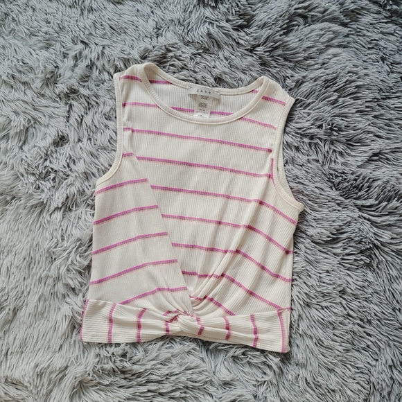 gaze Tops - Striped Cropped Tank Top | Size Small | gaze
